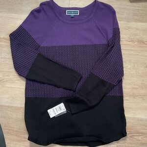 Karen Scott nwt dark purple black block sweater sweater women’s junior small